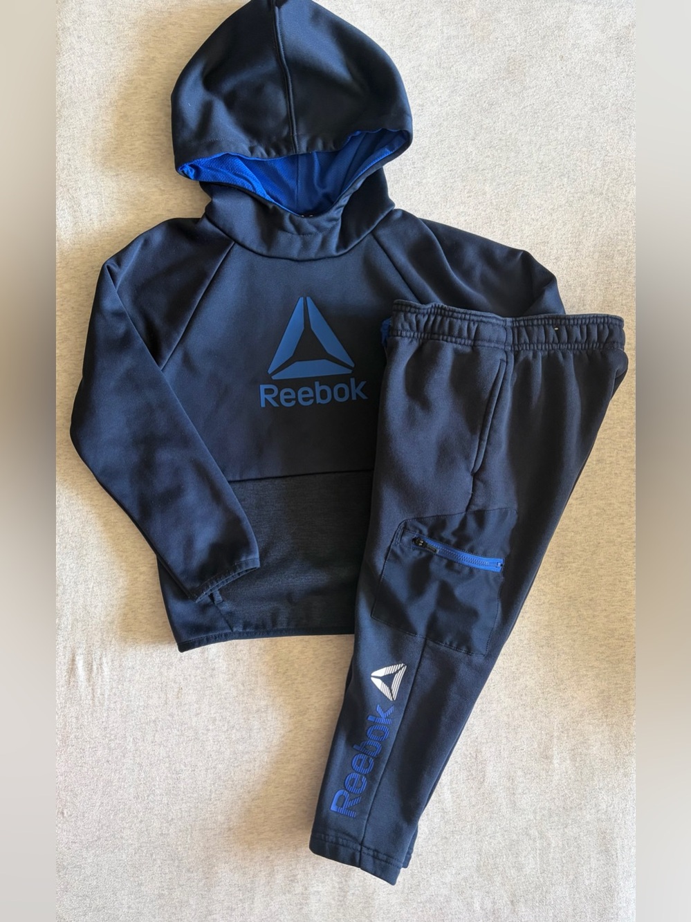 ✨$12✨Reebok Boys’ "Cool Down" Hoodie + Athletic Energetic Pants | Navy | XS (4/5